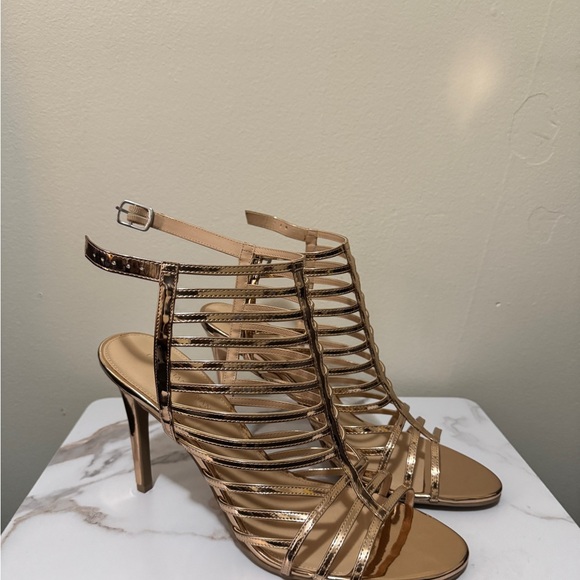 Elegant Rose-Gold Strappy Heels - Picture 2 of 4